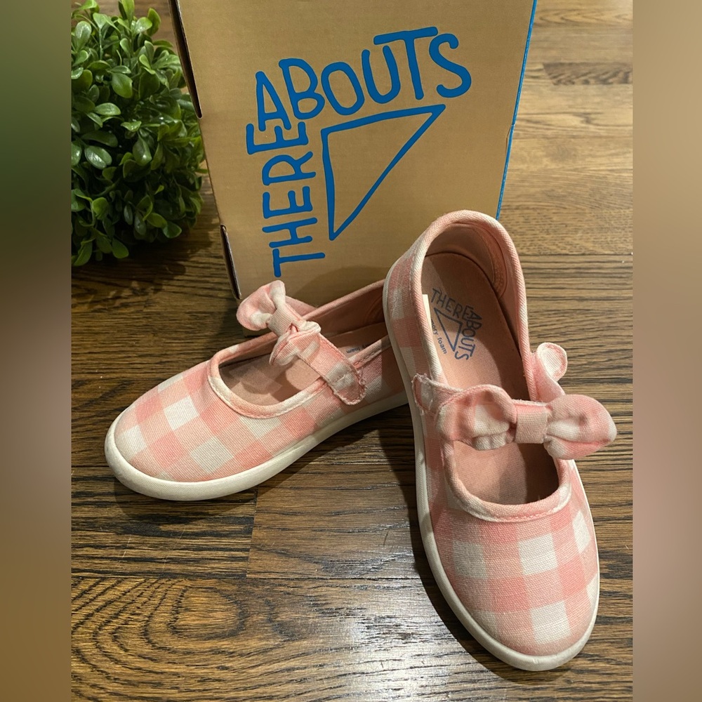 Thereabouts Pink & White Checkered Shoes Toddler Sz 10